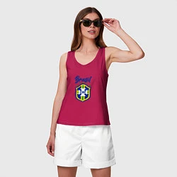 Майка женская хлопок Brasil Football, цвет: маджента — фото 2