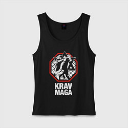 Майка женская хлопок Krav-maga octagon - ring, цвет: черный