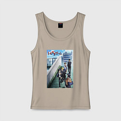 Майка женская хлопок Tomodachi game friends, цвет: миндальный