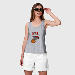 Майка женская хлопок Basketball - NBA logo, цвет: меланж — фото 2