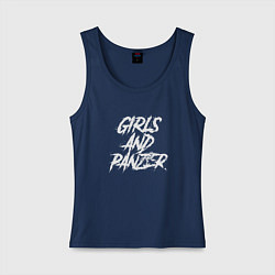 Майка женская хлопок Girls und Panzer logo, цвет: тёмно-синий