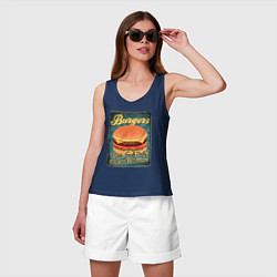 Майка женская хлопок Burgers - Made fresh daily!, цвет: тёмно-синий — фото 2