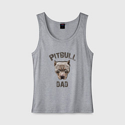 Майка женская хлопок Pitbull dad, цвет: меланж