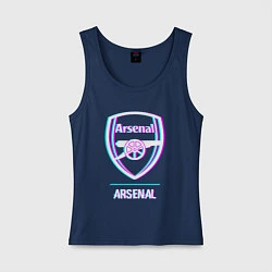 Майка женская хлопок Arsenal FC в стиле glitch, цвет: тёмно-синий