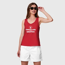 Майка женская хлопок Thousand Foot Krutch белое лого, цвет: красный — фото 2