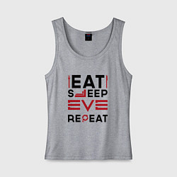 Майка женская хлопок Надпись: eat sleep EVE repeat, цвет: меланж