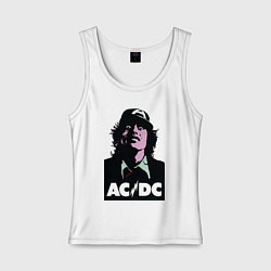 Майка женская хлопок Angus young - ACDC, цвет: белый