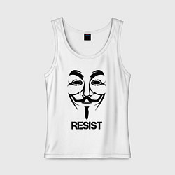 Майка женская хлопок Guy Fawkes - resist, цвет: белый