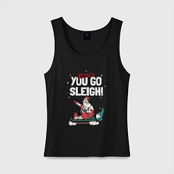 Майка женская хлопок Come on you go sleigh, цвет: черный