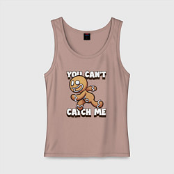 Майка женская хлопок Не поймаешь - печенька, цвет: пыльно-розовый