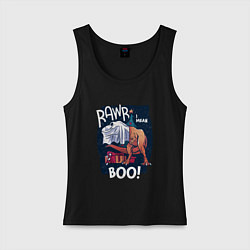 Майка женская хлопок Rawr boo, цвет: черный