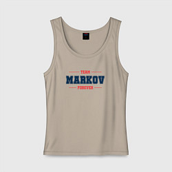 Майка женская хлопок Team Markov forever фамилия на латинице, цвет: миндальный