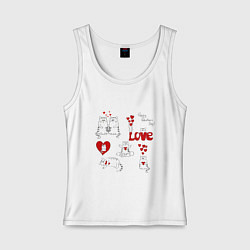 Майка женская хлопок Happy valentines day love, цвет: белый
