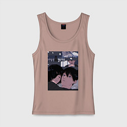 Майка женская хлопок Химэно и Аки Хаякава, цвет: пыльно-розовый