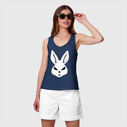 Майка женская хлопок Evil bunny head, цвет: тёмно-синий — фото 2