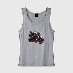 Майка женская хлопок Санта байкер, цвет: меланж