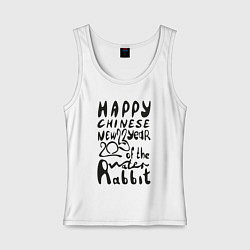 Женская майка Леттеринг с новым 2023 годом кролика