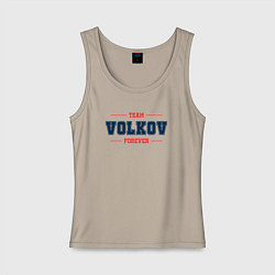 Майка женская хлопок Team Volkov forever фамилия на латинице, цвет: миндальный