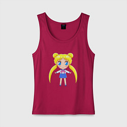 Майка женская хлопок Sailor moon chibi, цвет: маджента