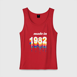 Майка женская хлопок Made in 1982 liquid art, цвет: красный
