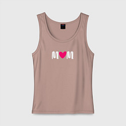 Майка женская хлопок Mom heart love, цвет: пыльно-розовый