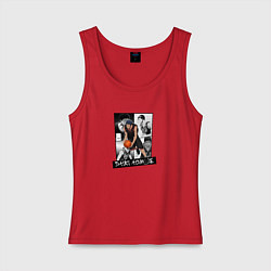 Майка женская хлопок Дайки Аоминэ на фоне манги, цвет: красный