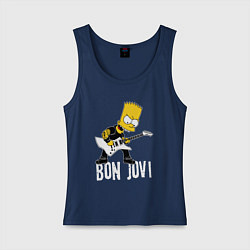 Майка женская хлопок Bon Jovi Барт Симпсон рокер, цвет: тёмно-синий