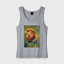 Майка женская хлопок Abstract Vincent van Gogh - surrealism self-portra, цвет: меланж