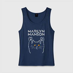 Майка женская хлопок Marilyn Manson rock cat, цвет: тёмно-синий