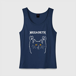 Майка женская хлопок Megadeth rock cat, цвет: тёмно-синий