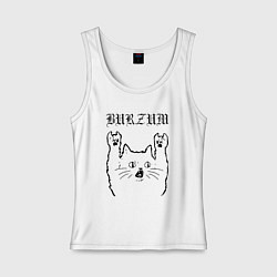 Майка женская хлопок Burzum - rock cat, цвет: белый