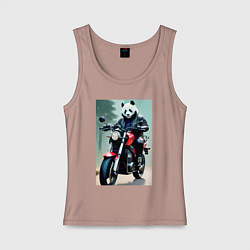 Майка женская хлопок Panda - cool biker, цвет: пыльно-розовый