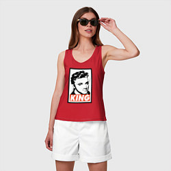 Майка женская хлопок Король Элвис, цвет: красный — фото 2