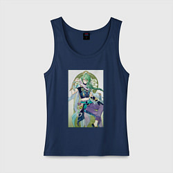 Майка женская хлопок Бай Чжу - Геншин импакт, цвет: тёмно-синий