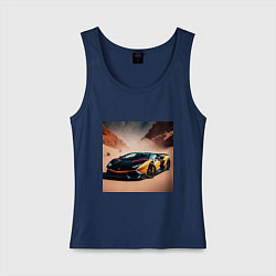 Майка женская хлопок Lamborghini Aventador, цвет: тёмно-синий