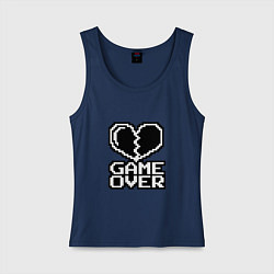 Майка женская хлопок Game Over на черном фоне, цвет: тёмно-синий