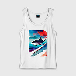 Женская майка Shark - watercolor - art
