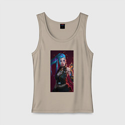 Майка женская хлопок Джинкс лига легенд, цвет: миндальный