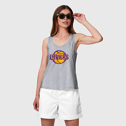 Майка женская хлопок Lakers ball, цвет: меланж — фото 2