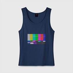 Майка женская хлопок Разноцветные полосы в телевизоре, цвет: тёмно-синий