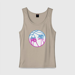 Майка женская хлопок Miami beach, цвет: миндальный