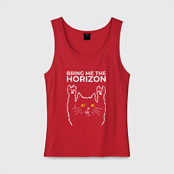 Майка женская хлопок Bring Me the Horizon rock cat, цвет: красный