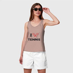 Майка женская хлопок I Love Tennis, цвет: пыльно-розовый — фото 2