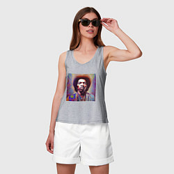 Майка женская хлопок Jimi Hendrix digital glitch art, цвет: меланж — фото 2