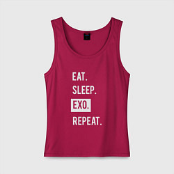 Майка женская хлопок Eat Sleep EXO Repeat, цвет: маджента