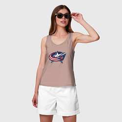 Майка женская хлопок Columbus blue jackets - hockey team - emblem, цвет: пыльно-розовый — фото 2
