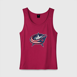 Майка женская хлопок Columbus blue jackets - hockey team - emblem, цвет: маджента