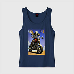 Майка женская хлопок Crazy racer - skeleton - motorcycle, цвет: тёмно-синий