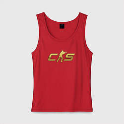 Майка женская хлопок CS 2 gold logo, цвет: красный