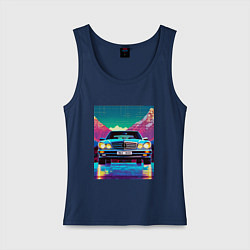 Майка женская хлопок Мерседес на фоне гор, цвет: тёмно-синий